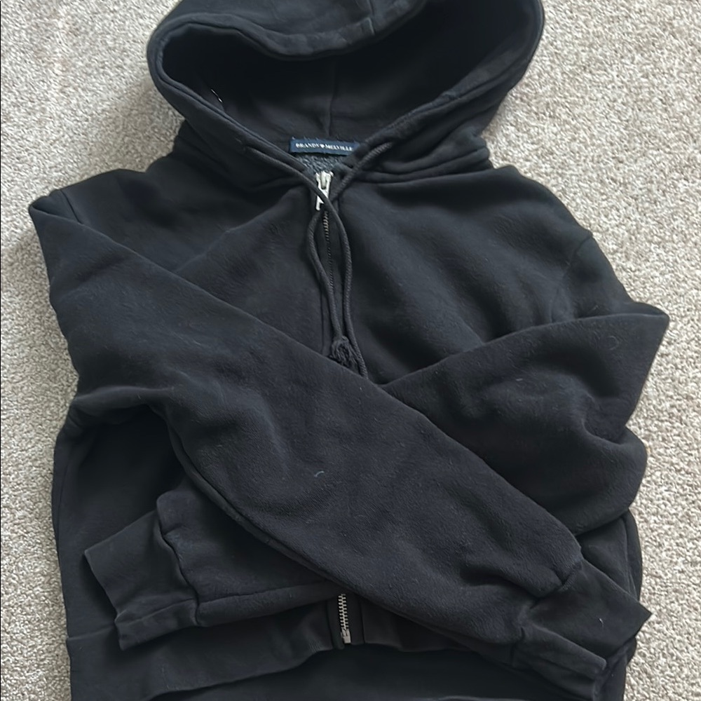 Brandy Melville Black Zip-Up Hoodie Sweatshirt